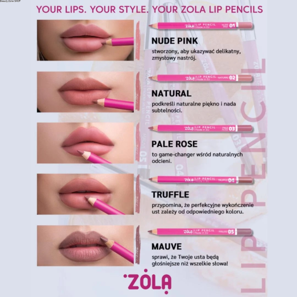 ZOLA LIP PENCIL Kredka konturówka do ust 7 kolorów - obrazek 10