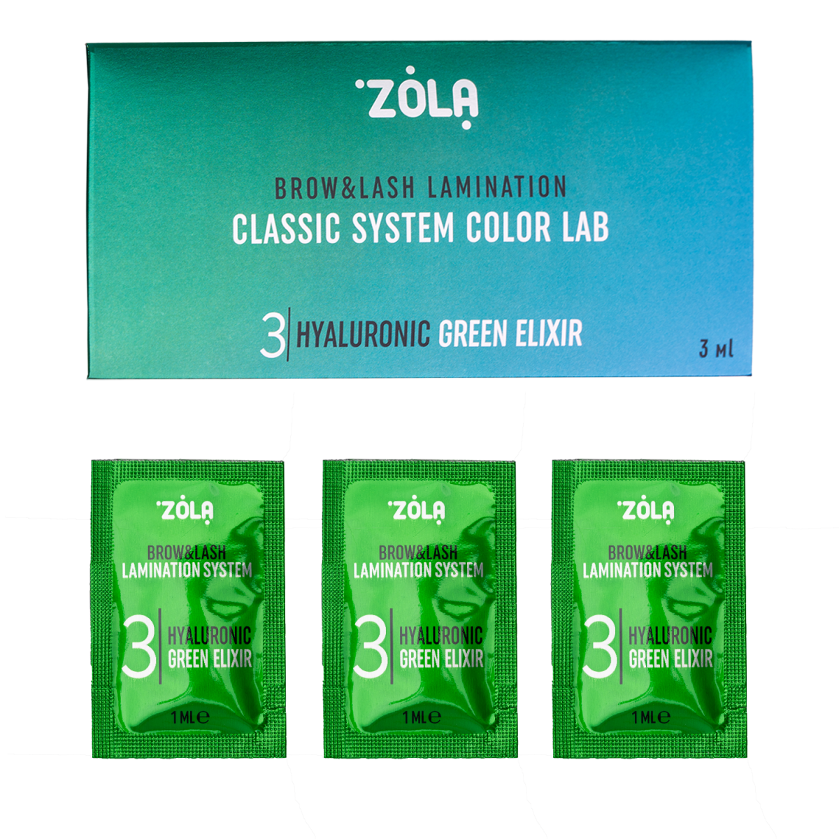 ZOLA Color Lab 03 Hyaluronic Green zestaw saszetek 3 x 1ml