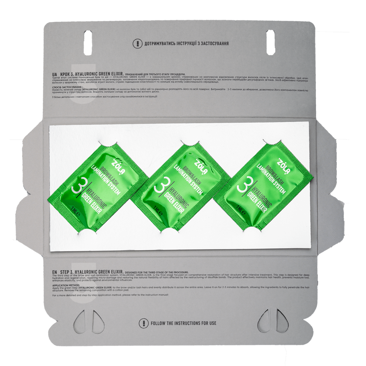 ZOLA Color Lab 03 Hyaluronic Green zestaw saszetek 3 x 1ml