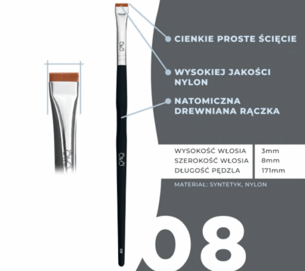 OkO Pędzel Prosty Krótki 08 Black - obrazek 3