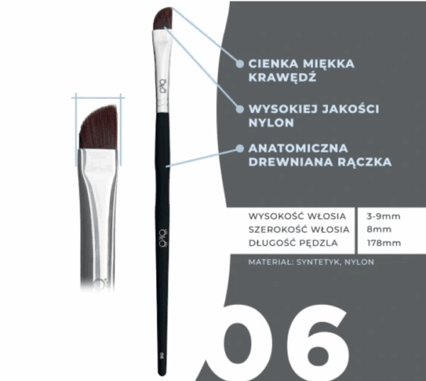 OkO Pędzel Miękki Ścięty Duży 06 Black - obrazek 3