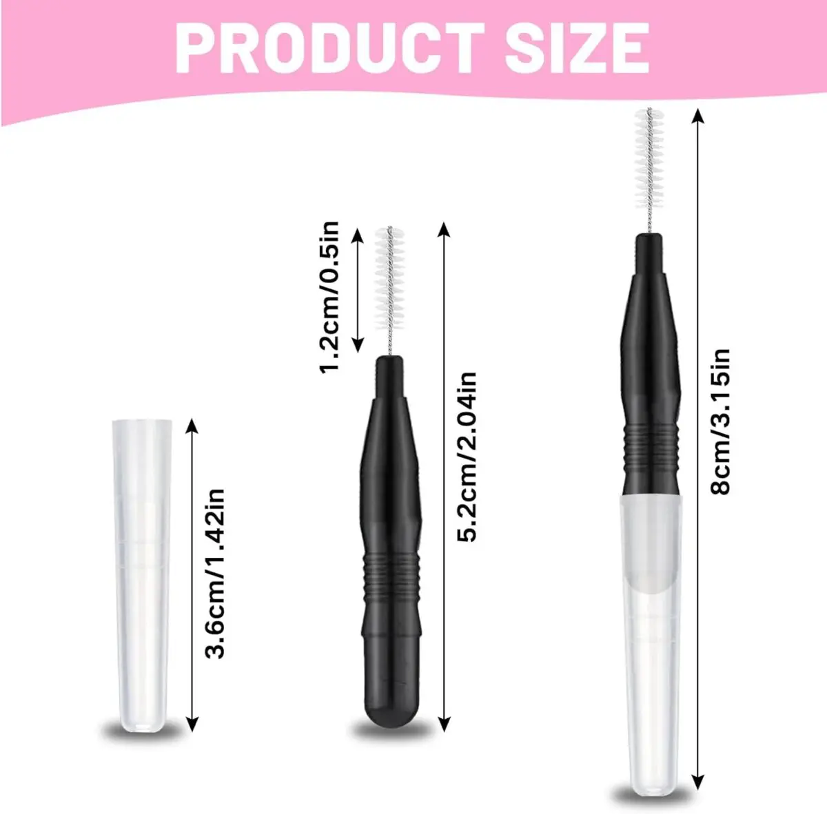 Nano szczoteczki do brwi i rzęs Czarne Black 10 szt - obrazek 2