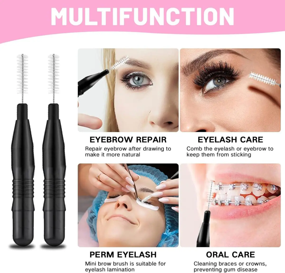 Nano szczoteczki do brwi i rzęs Czarne Black 10 szt - obrazek 4