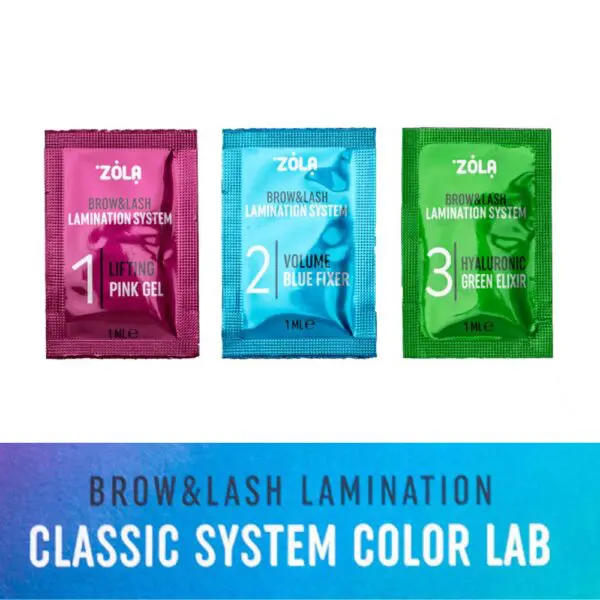 ZOLA Zestaw saszetek do laminacji brwi i rzęs Color Lab 01, 02, 03 3 x 1ml
