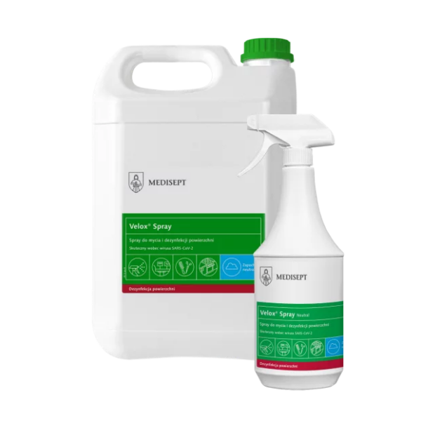 Medisept Velox Spray Płyn do Mycia i Dezynfekcji Powierzchni Zapach Neutralny Kanister 5 L