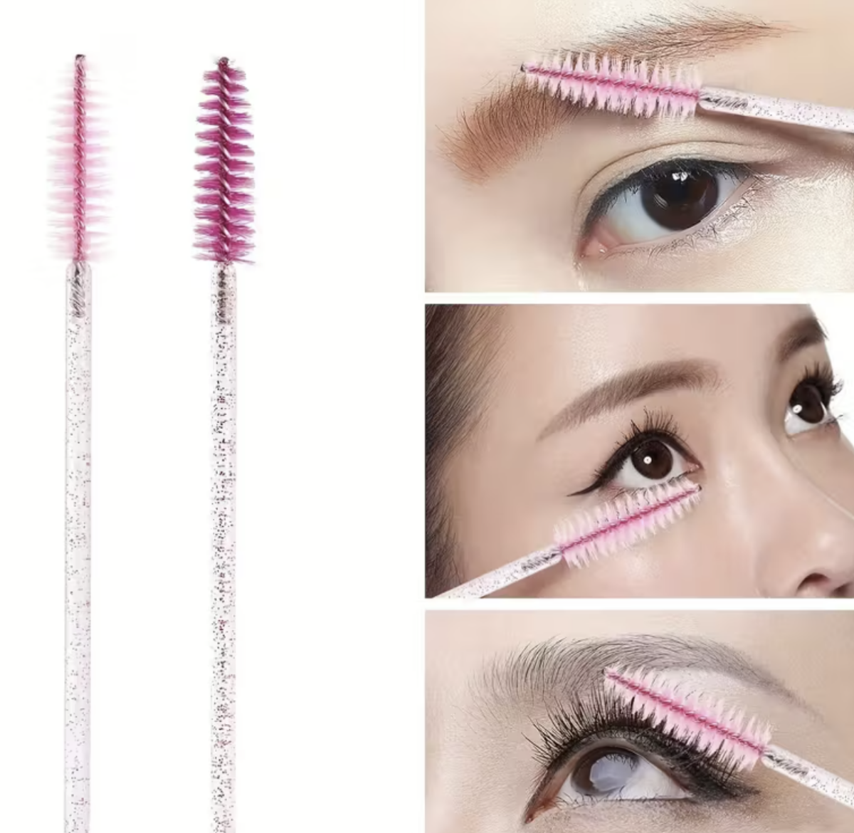 Szczoteczki Jednorazowe Brokatowe Różowe