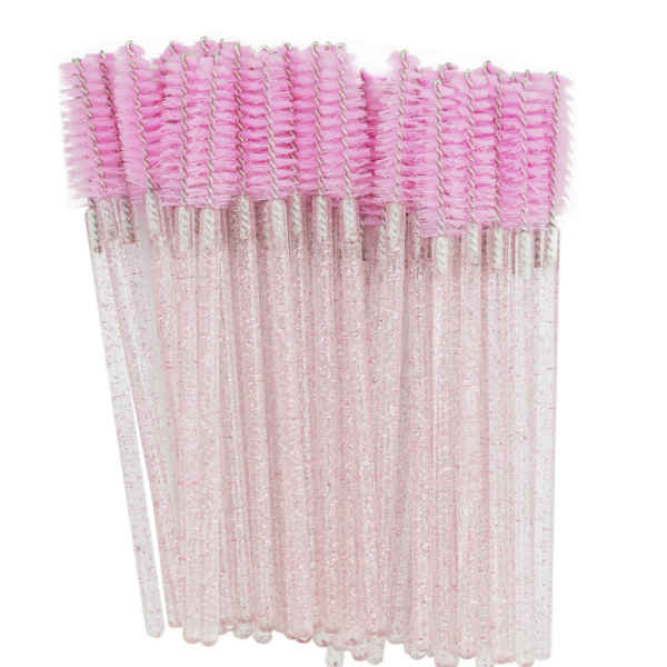 Szczoteczki Jednorazowe Brokatowe Różowe 50 szt